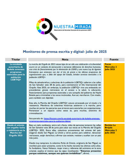 Lee más sobre el artículo Monitoreo población LGBTI Julio 2025